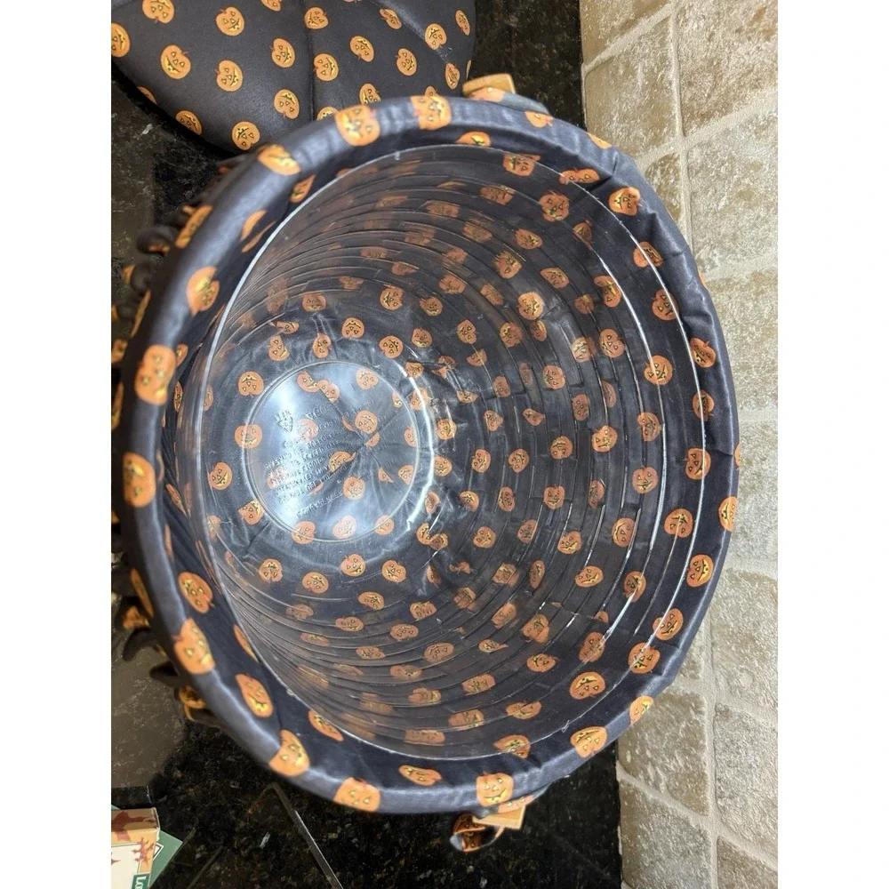 Longaberger Pumpkin Fall Stem Lid Basket Jack O' Lantern Liner Protector‎ Combo